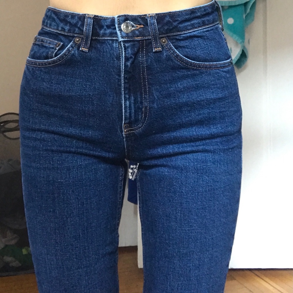 Topshop Dark Blue Straight-Leg Jeans